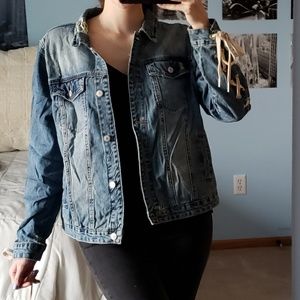 Hippie Laundry Lace-up Sleeve Denim Jacket